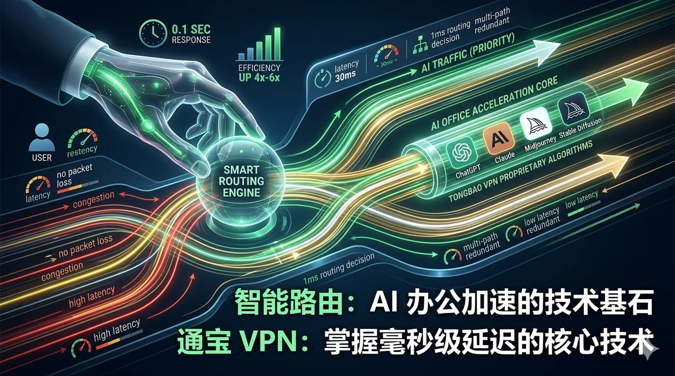 AI 办公加速的底层逻辑：通宝 VPN 智能路由技术深度解析 - 通寶VPN